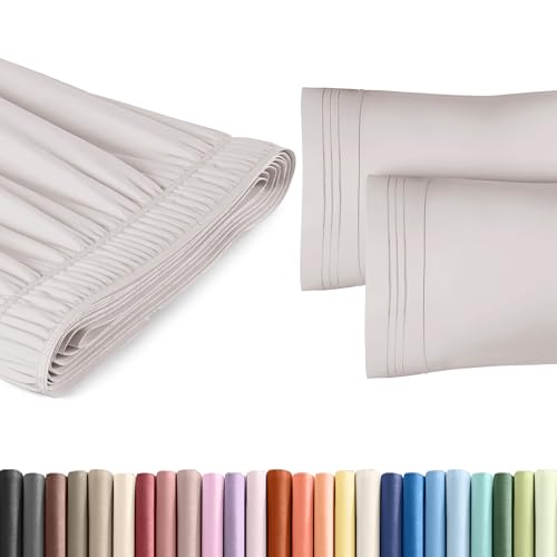 Twin Size Wrap Around Bed Skirt and 2 Pillowcase Set - 18 Inch Drop, Grey