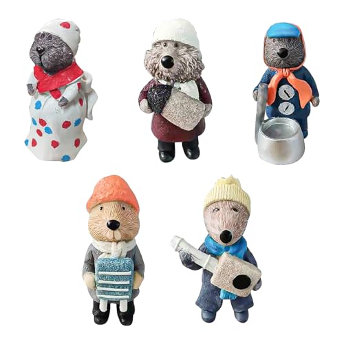 5-Piece Resin Otter Musician Figurines Set for Tabletop Holiday Decor