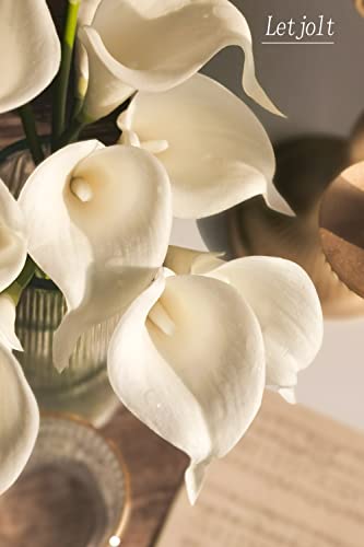 Real Touch White Artificial Calla Lily Flowers - 12 Pcs Wedding Bouquet