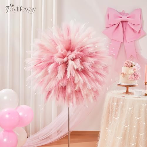 50pcs 17-inch Artificial Pampas Grass, Blush Pink Fluffy Boho Decor