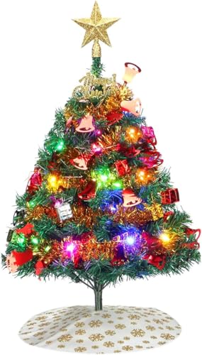 Dream Loom 24-Inch Artificial Christmas Tree with Ornaments & LED Lights