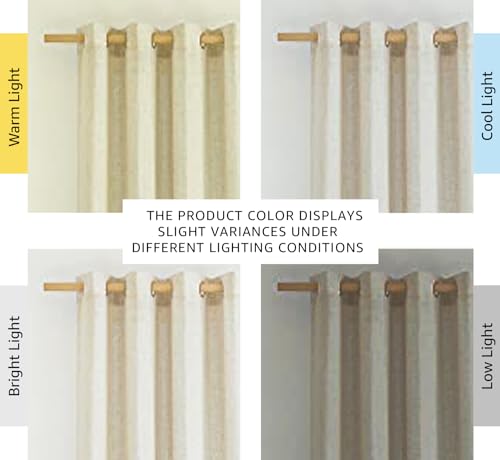 Natural Linen Semi-Sheer Curtains 84 Inch Long - 2 Panel Grommet Set