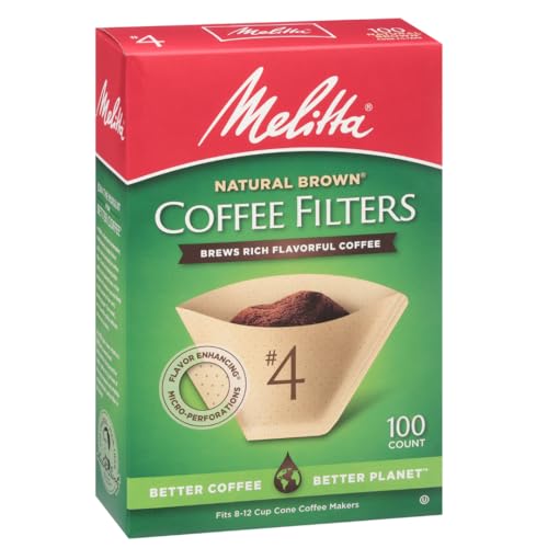 #4 Unbleached Natural Brown Cone Coffee Filters, 8-12 Cup (3 Pack)