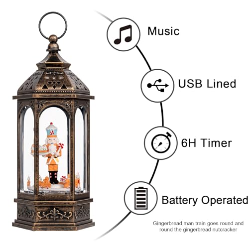 Animated Gingerbread Nutcracker Water Lantern Christmas Decor - USB & Battery Operated