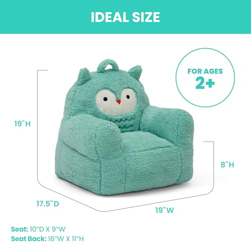 Plush Owl Toddler Chair - Soft Foam Lightweight Kids Armchair, Teal