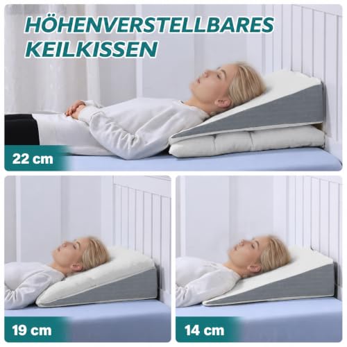 TANYOO 24x24x7.5 Inch Bed Wedge Pillow for Sleep Apnea & Acid Reflux Dual Layer Support