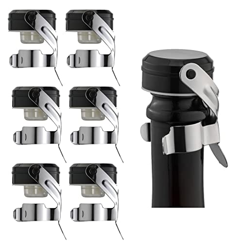Stainless Steel Wine & Champagne Bottle Stoppers - Leak-Proof 6-Pack