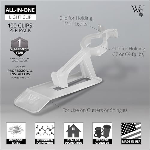 All-in-One Christmas Light Clips for Gutters and Shingles - 100 Count