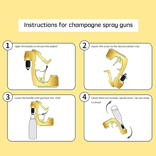 UPOFI Gold Champagne Gun for Parties - Reusable Plastic Beer & Sprayer with Adjustable Stopper