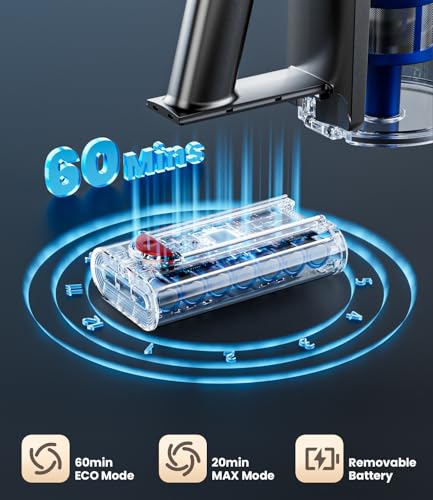 KARDV Cordless Stick Vacuum Cleaner 500W 40Kpa with LED Display and 60Mins Runtime