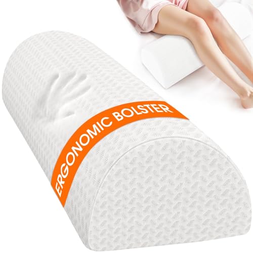 Memory Foam Knee Pillow for Side Sleepers - Half Moon Bolster for Pain Relief