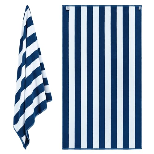 White Classic Oversized Cabana Stripe Beach Towels 2 Pack - 35x70 Cotton