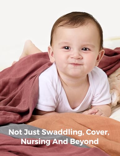 Momcozy Bamboo Muslin Swaddle Blankets 4-Pack - Large 47"x47" Soft Earth