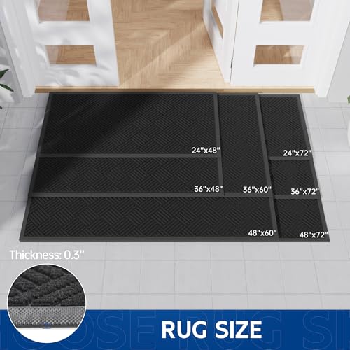 Naturei 3' x 5' Black Diamond Indoor Outdoor Heavy Duty Door Mat - Non-Slip, Stain & Fade Resistant Entryway Rug