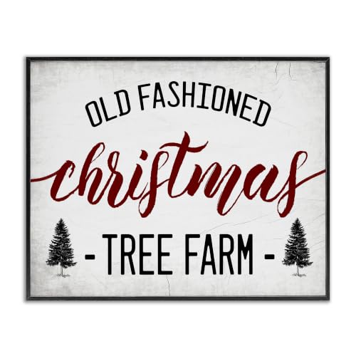 Old Fashioned Christmas / Black / 30" L x 24" W Framed Giclée Print - Rustic Christmas Tree Farm