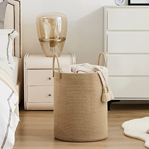 Large Woven Jute Rope Laundry Hamper - 58L Collapsible Blanket Basket
