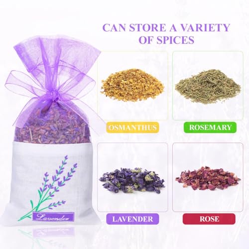 75Pcs Purple Organza Drawstring Bags for Lavender, Potpourri and Gifts