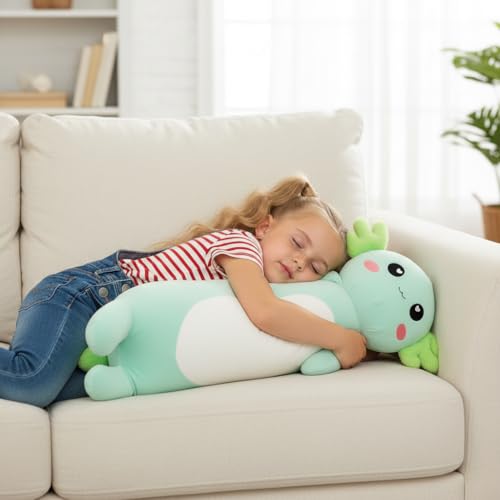 Kekeso 31.5in Axolotl Plush Pillow – Long Axolotl stuffed toy for kids & adults, green 80cm