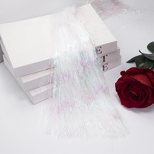 2000 Strands Iridescent Tinsel Icicles - 19.8 Inch Christmas Decorations