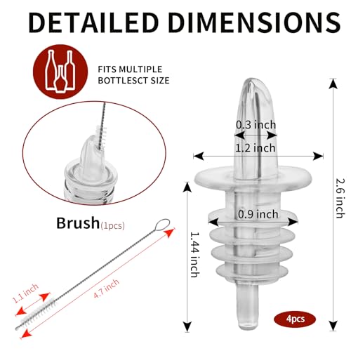 Eispap 4PCS Clear Plastic Liquor, Wine & Oil Pourers - Fast Flow Spouts