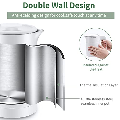 MEISON 0.6L White Electric Travel Kettle Stainless Steel Compact Hot Water Boiler