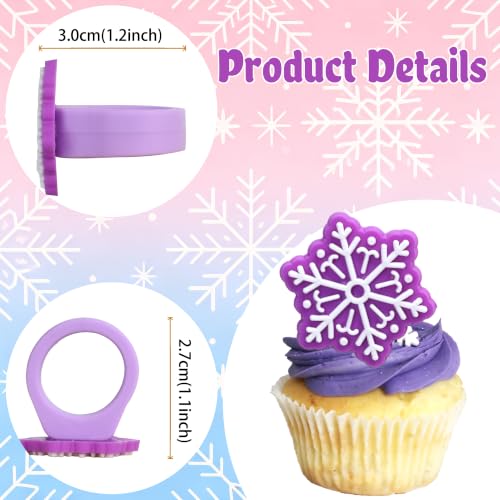 ZHUOWEISM Snowflake Cupcake Rings Toppers Set 6 Design Winter Frozen Party Decorations
