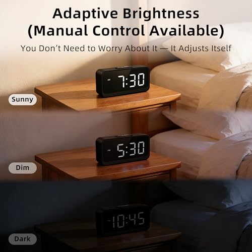 Battery Operated Digital Alarm Clock - Small Cordless Desk & Travel Clock