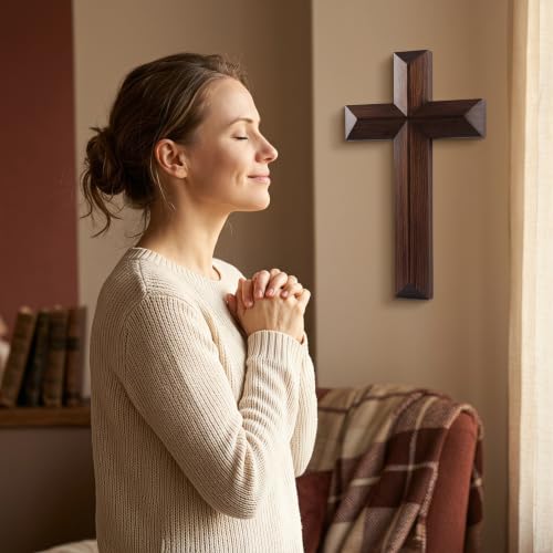 13-Inch Solid Black Walnut Wood Wall Cross - Christian Home Decor