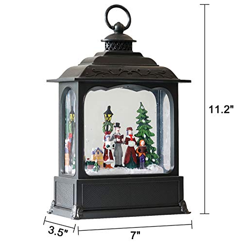 Christmas Musical Snow Globe Lantern with 6-Hour Timer, Carolers Scene