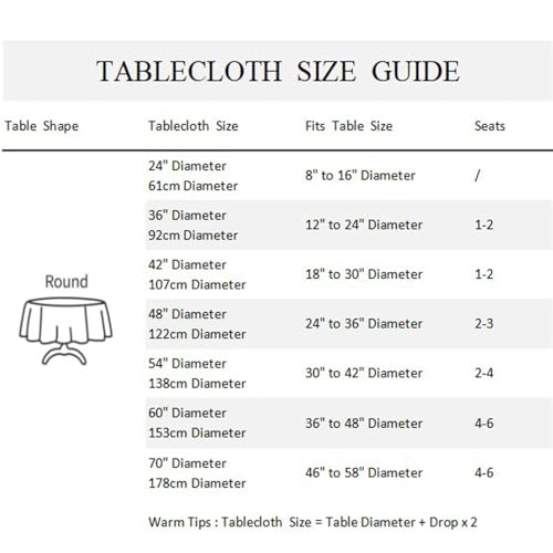 Christmas Round Tablecloth 54 Inch Navy Blue & White Snowflakes Reusable Fabric Cover