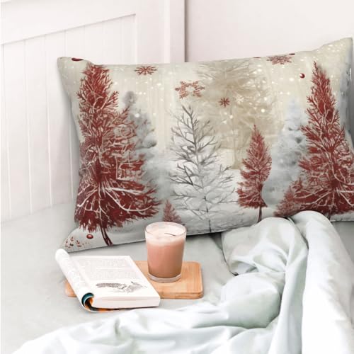 Snowflake Winter Forest 14x20 Pillow Cover - HSYOYO Decorative Rectangular Throw Pillow Case
