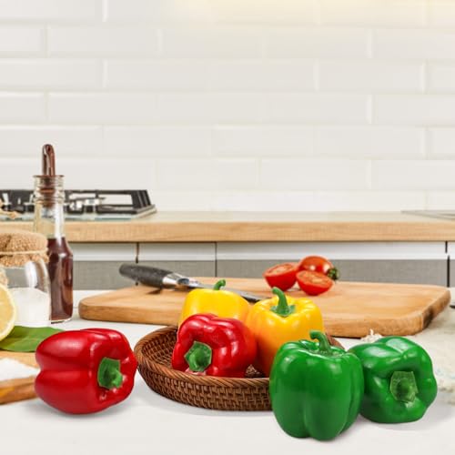 Artificial Bell Peppers 6-Piece Set, Lifelike Foam Decorative Vegetables