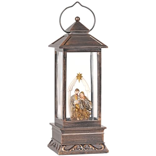 12-Inch Nativity Scene Musical Snow Globe Christmas Lantern
