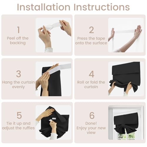 Blackout Door Window Curtain Panel - Thermal Insulated No Drill, 8x36"