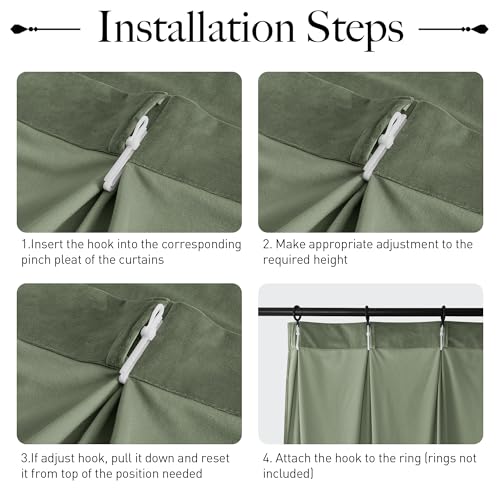 StangH Sage Green Pinch Pleated Velvet Curtains 2 Panels 38"W x 108"L