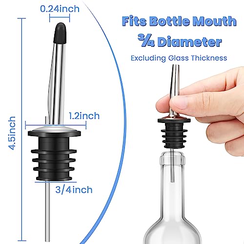 Silver 24 Pack Liquor Pour Spouts Set Stainless Steel Bottle Pourers with Dust Caps