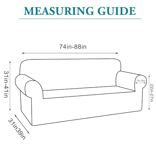 High Stretch Sofa Slipcover - Non-Slip Couch Cover for 3 Cushions, Large Brown, Washable Pet Protector