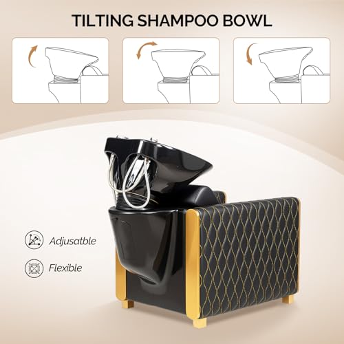Professional Shampoo Bowl and Chair Set with Tilting Ceramic Basin