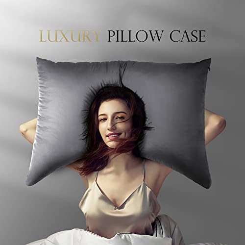 Cooling Bamboo Curved Pillowcase for Side Sleepers, Queen 20x30, Dark Grey