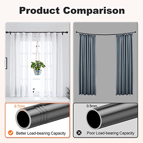Adjustable Stainless Steel Curtain Rod 35-46 Inch, Black Drapery Rod
