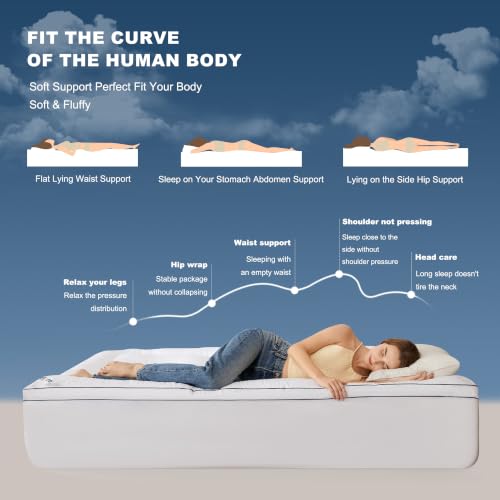 BEDLORE Queen Mattress Topper - Thick Soft Pillow Top Pad, 6-18" Deep Pocket