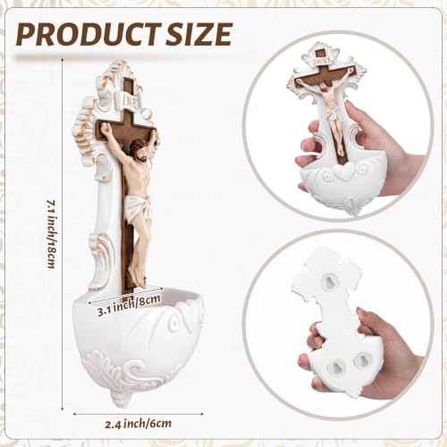 Jesus Crucifix Wall-Mounted Holy Water Font for Home and Church Decor