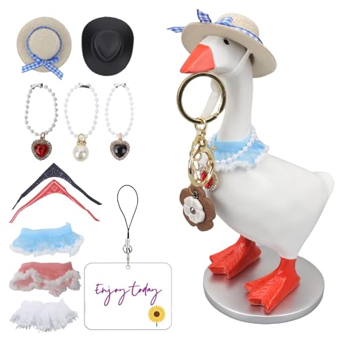 Magnetic Goose Key Holder - 7-Inch Decorative Desktop Figurine with 4 Outfits