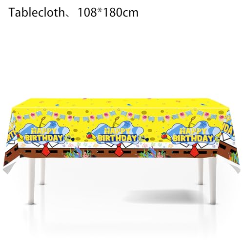 Cartoon Sponge Birthday Party Supplies Set - Tableware for 10 Kids