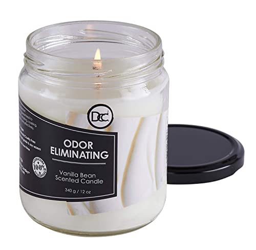 Vanilla Bean Odor Eliminating Soy Candle - 12 oz Scented Wax Candle (80 Hr)
