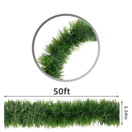50ft Green Christmas Garland - Unlit Bendable Holiday Greenery Decor