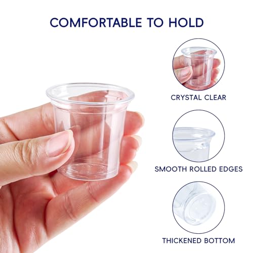 JOLLY CHEF 1 oz 500 Pack Clear Plastic Shot Glasses Disposable Jelly Cups