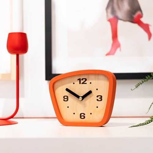 Mid-Century Modern Desk Clock – Silent Analog Table Clock for Home Decor
