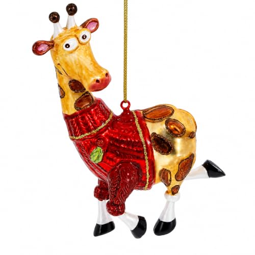 Giraffe Glass Christmas Ornament - Handcrafted Holiday Decor, Animal Lover Gift