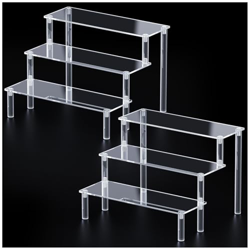 3-Tier Acrylic Display Stand Riser for Perfume, Collectibles & Cupcakes - 2 Pack